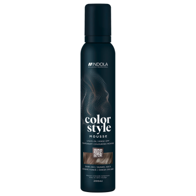 Indola Mousse Cenere Scuro colorazione temporanea, ravviva il colore dei capelli naturali o colorati - 200 ml