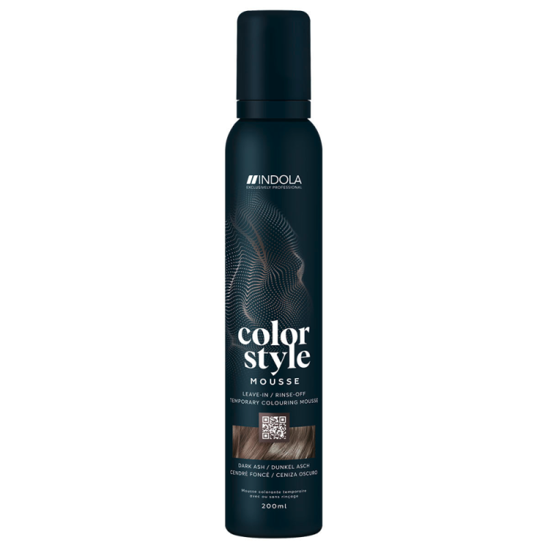 Indola Mousse Cenere Scuro colorazione temporanea, ravviva il colore dei capelli naturali o colorati - 200 ml