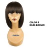 Ser Mulher Claudia Wig Colore 4 Dark Brown, parrucca con laccio frontale in termofibra, capelli lisci corti con frangia - 113 gr