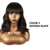 Ser Mulher Fabiana Wig Colore 2 Natural Black, parrucca in termofibra, capelli mossi con frangia, lunghezza media - 170 gr