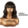 Ser Mulher Fabiana Wig Colore 4 Dark Brown, parrucca in termofibra, capelli mossi con frangia, lunghezza media - 170 gr