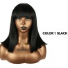 Ser Mulher Mila Wig Colore 1 Black, parrucca in termofibra, capelli lisci con frangia, lunghezza media - 150 gr