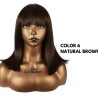 Ser Mulher Mila Wig Colore 6 Natural Brown, parrucca in termofibra, capelli lisci con frangia, lunghezza media - 150 gr