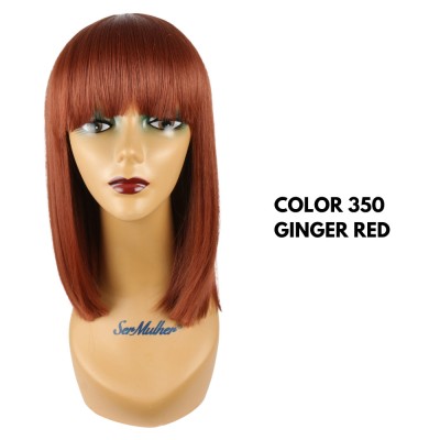 Ser Mulher Mila Wig Colore 350 Ginger Red, parrucca in termofibra, capelli lisci con frangia, lunghezza media - 150 gr