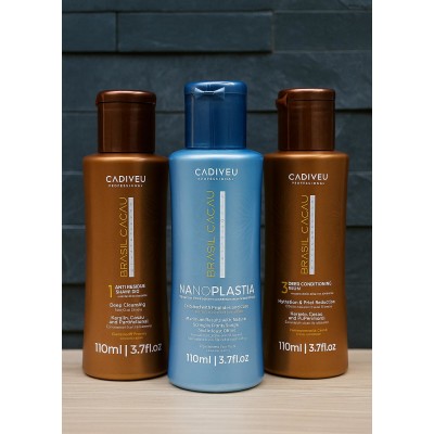 Mini Kit Brasil Cacau Nanoplastia 110ml (Shampoo Antiresidue + 1 Deep Conditioner + 1 Nanoplastia)