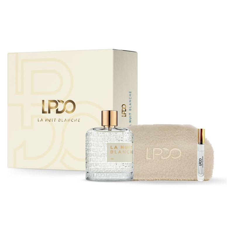 Il cofanetto contiene: La Nuit Blanche EDPI 100 ml, EDPI travel size 10 ml e una favolosa pochette.