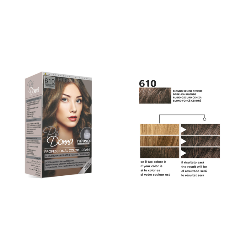 Più Donna Crema Colorante N.610 Biondo scuro cenere