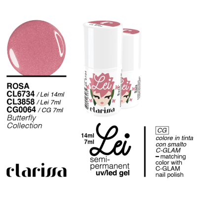 Clarissa Lei Rosa Smalto Semipermanente 7ml cl 3858 Butterfly Collection