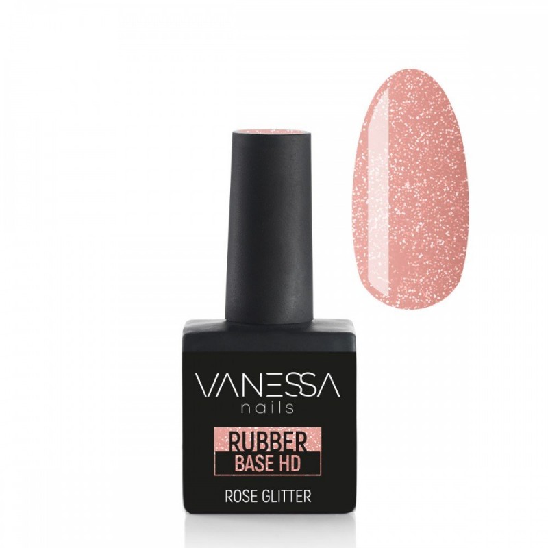 Vanessa Rubber Base HD Rose Glitter 10ml (0094)