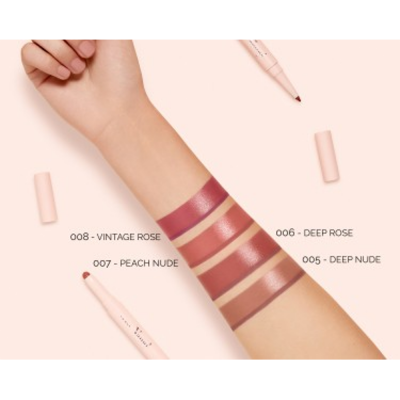 Matita Labbra Contouring & Rossetto Brillante. n. 005 - Deep Nude. LIPSTICK: 0,8 g - .028 oz LIP PENCIL: 0,2 g - .007 oz
