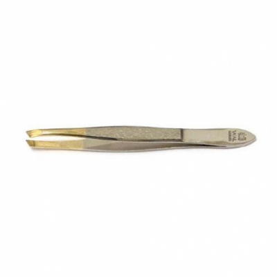 Wal pinzette nichelate satinate punta oro cod.7333/S