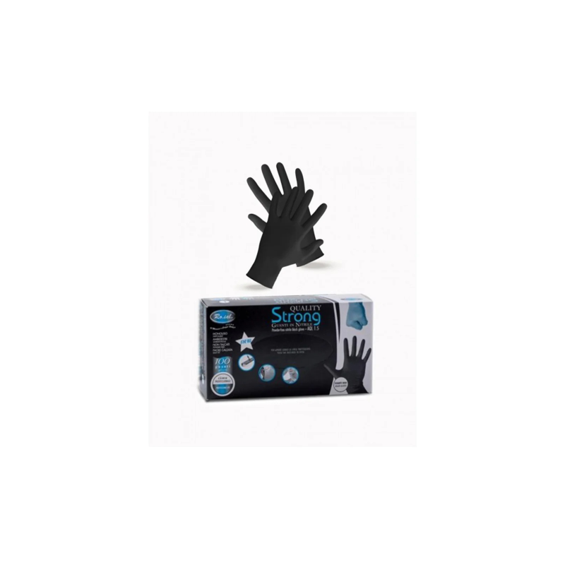 Guanti in nitrile neri Strong , taglia L - 100 pezzi