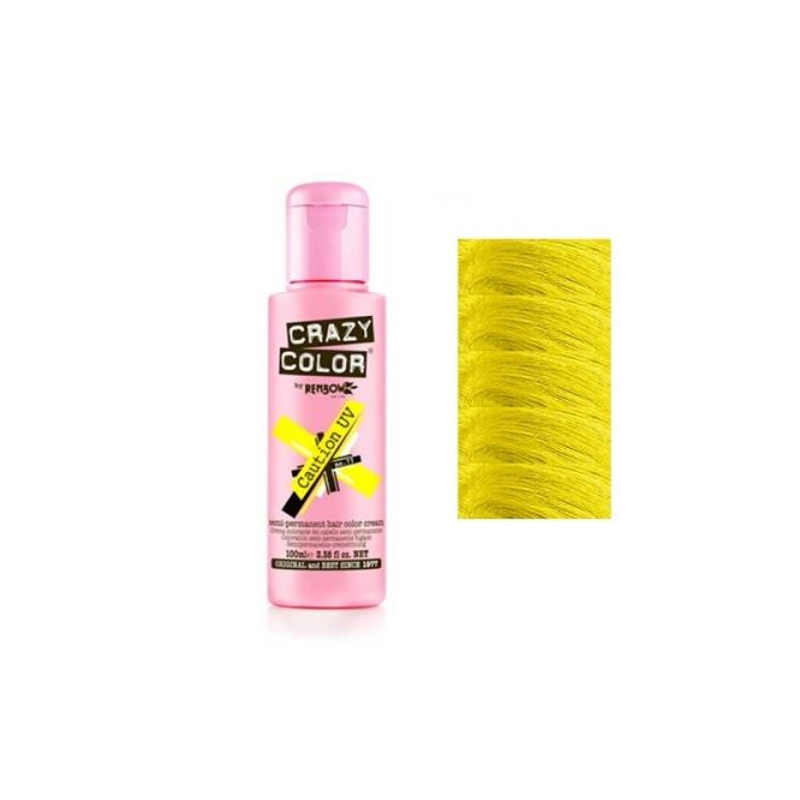 Crazy color crema colorante semipermanente Caution UV n. 77 giallo fluo - 100 ml