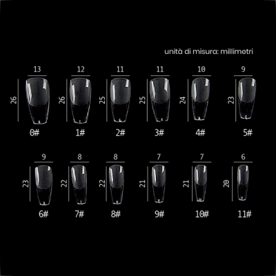 Estrosa nail gel tips forma ballerina, 12 misure differenti - 240 pezzi
