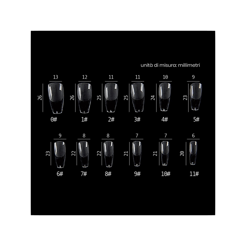 Estrosa nail gel tips forma ballerina, 12 misure differenti - 240 pezzi