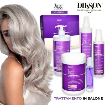 Dikson kit illaminaction - no yellow laminazione antigiallo è un trattamento professionale che neutralizza i toni gialli