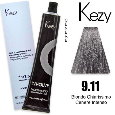 Kezy Involve Color colorazione permanente in crema 9.11 - Biondo Chiarissimo Cenere Intenso 100 ml