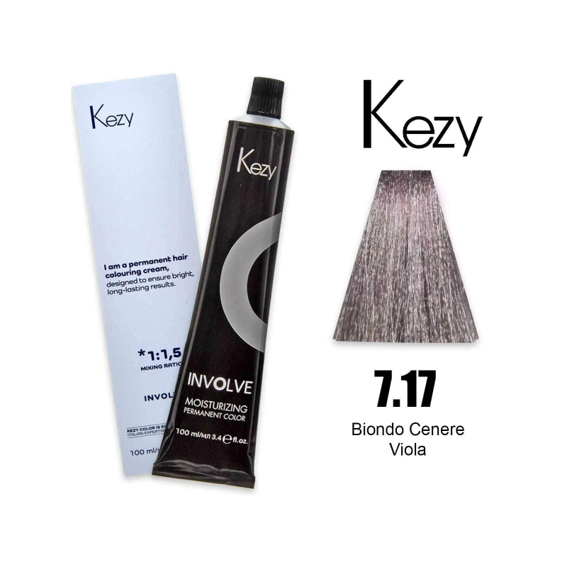 Kezy ccolorazione permanente in crema 7.17 - Biondo Cenere  Viola 100 ml