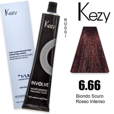Kezy colorazione permanente in crema 6.66 - Biondo Scuro Rosso Intenso 100 ml