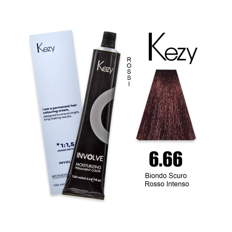 Kezy colorazione permanente in crema 6.66 - Biondo Scuro Rosso Intenso 100 ml