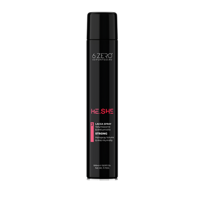 6.Zero He She Lacca Spray Strong, volumizzante anti-umidità - 500 ml