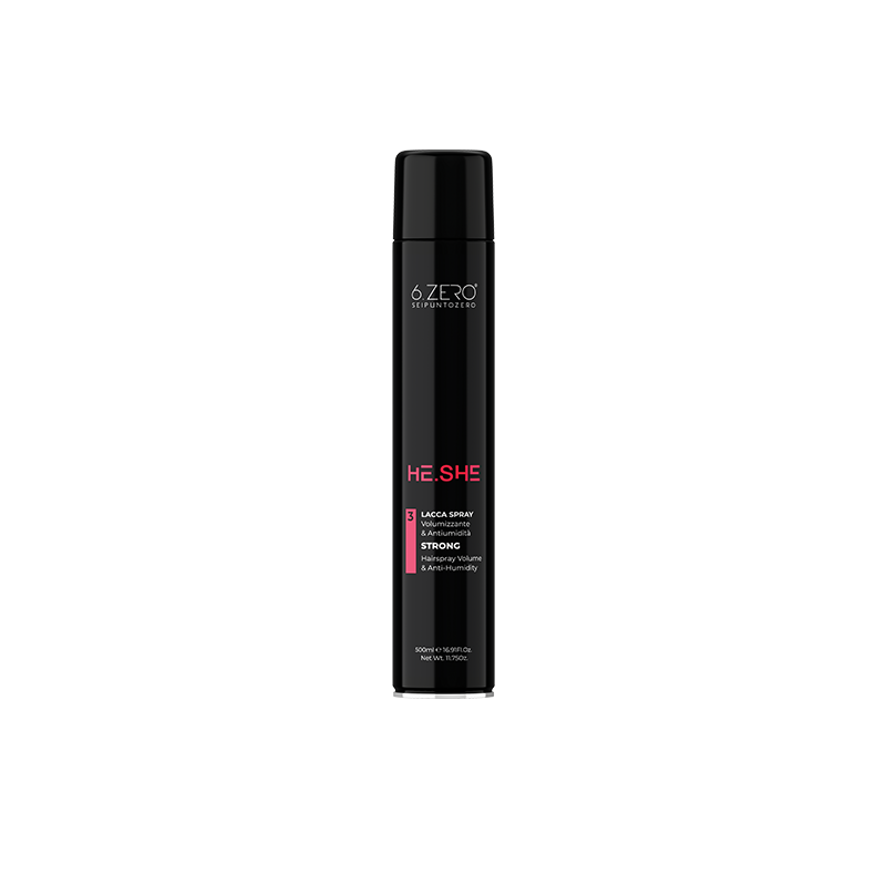 6.Zero He She Lacca Spray Strong, volumizzante anti-umidità - 500 ml